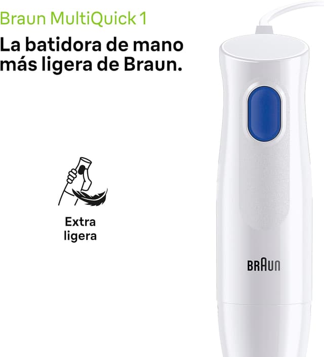 Detalle 2 de Braun MultiQuick 1 MQ10.001MWH Batidora de Mano con Vaso 🥄