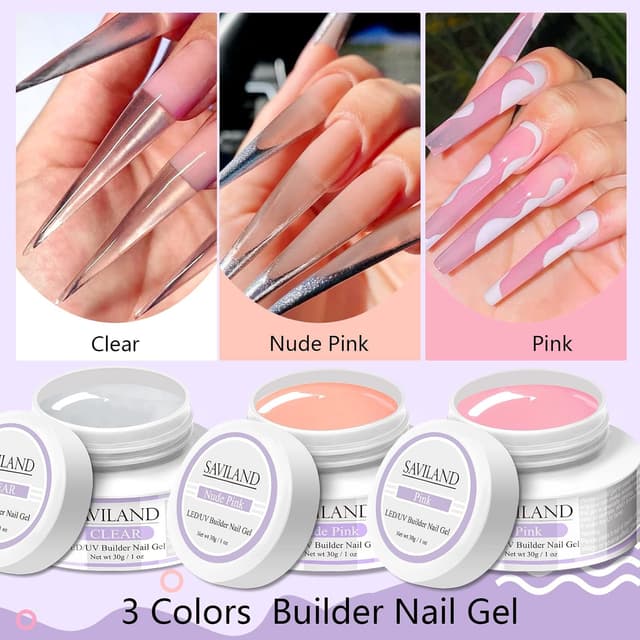 Thumbnail 1 de Saviland Builder Gel Set 3x30g Clear Nude Pink