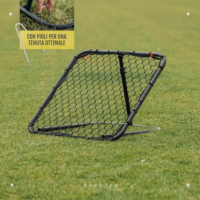 Detalle de Racetex Rimbalzo per calcio per bambini regolabile senza livello – rebounder con rete per allenare tiri, passaggi e ricezioni