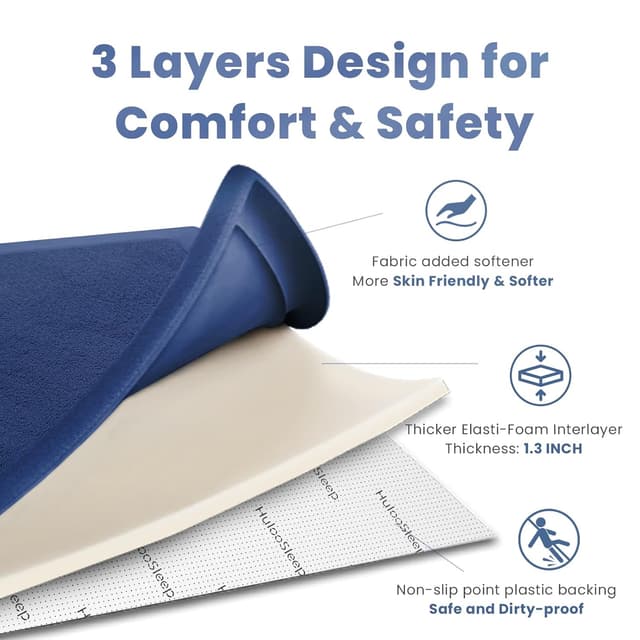 Thumbnail 6 de Huloo Sleep Extra Large 79"x118" Baby Activity Play Mat (Tatami Style, Royal Blue) — 1.3" Thick Elasti Foam