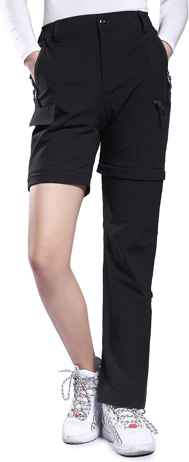 Detalle de Hiauspor Damen Zip-Off-Wanderhose atmungsaktiv & schnell trocknend – Stretch Outdoorhose mit abnehmbaren Beinen