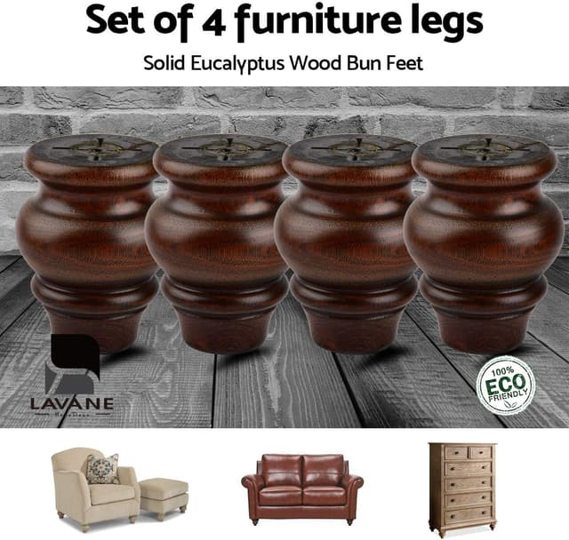 Detalle 2 de La Vane 4 inch Wooden Furniture Legs 4PCS