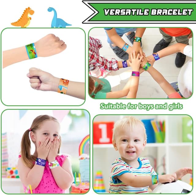 Detalle de AOMIG Maschere Bambini Feste dinosauro: set da 9 pezzi in feltro con bracciali per Halloween, carnevale e cosplay