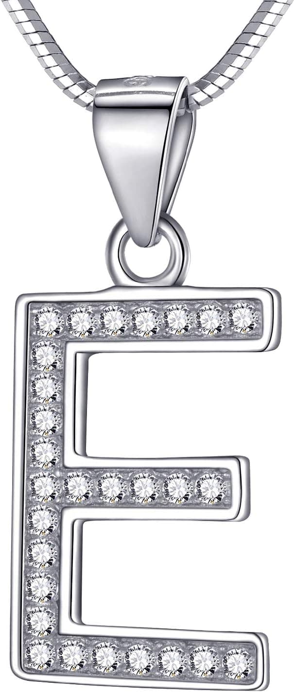Detalle de Morella collana da donna con ciondoli a forma di lettera in argento 925 rodiato, lunghezza 45 cm