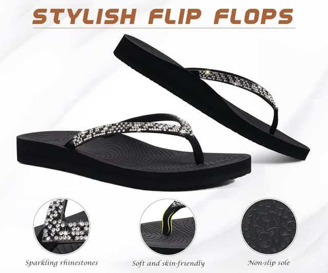 Detalle 2 de KuaiLu Rhinestone Flip Flops 2026 for Women đĄ