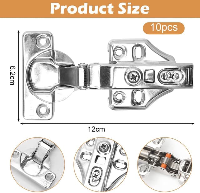 Detalle 2 de Umllpet 10er-Set Scharniere für Eckanschlag mit Softclose – 110° Öffnungswinkel