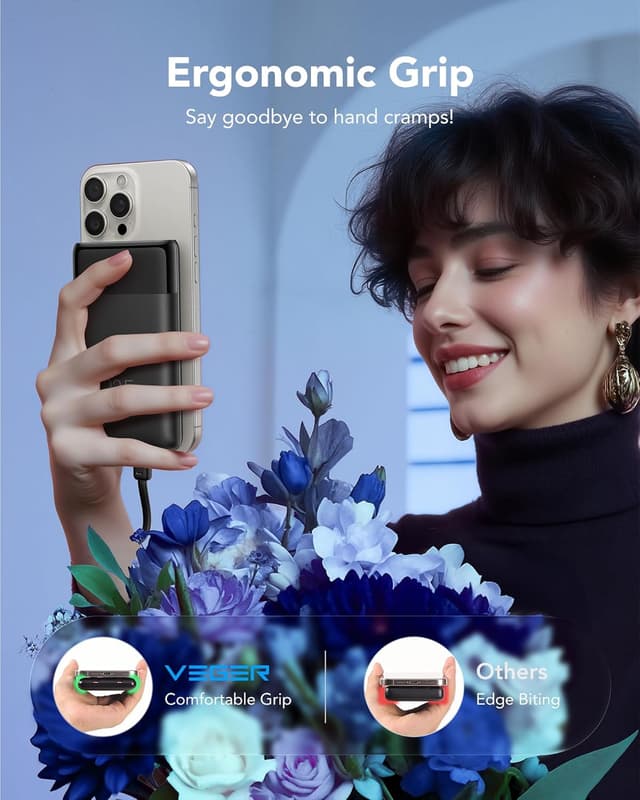 Thumbnail 6 de VEGER Power Bank 10000 mAh con cavi integrati e ricarica rapida 22,5W (4 uscite, display LED)