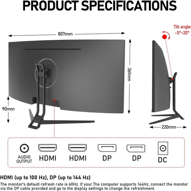 Thumbnail 6 de Gawfolk 34 inch ultrawide gaming monitor 144Hz