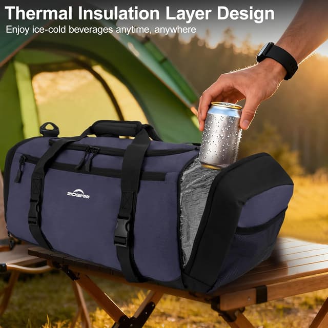 Detalle de ZIOISNM sac de sport et sac de voyage 3-en-1 36L avec compartiment chaussures et compartiment humide (bleu marine)