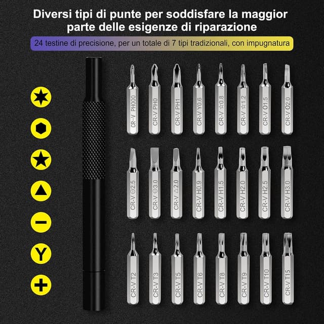Detalle de VCELINK Set Cacciaviti di Precisione 25 in 1 con impugnatura magnetica