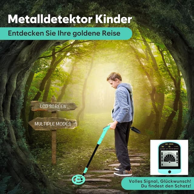 Detalle de iTayga verstellbarer Metalldetektor für Kinder (24–35") – wasserdichte Spule, faltbar, nur 0,88 Pfund
