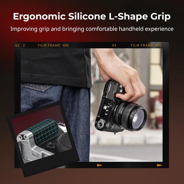 Detalle de SmallRig X-T50 Handgriff (L-förmiger Silikongriff) mit Arca-Schnellwechselplatte, Auslöser & Hot-Shoe-Abdeckung – 4713C