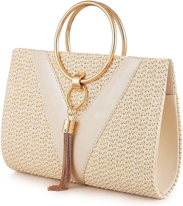 Detalle de JURLEA pochette à chaîne et poignées en métal, petit sac de soirée à paillettes avec strass