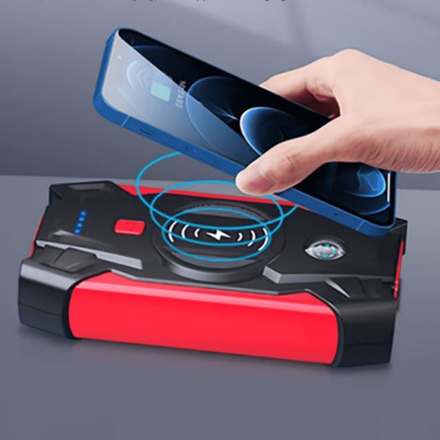 Detalle 2 de Klack Q-X7: kit de arranque portátil de batería de coche con bomba de aire y 26.000 mAh