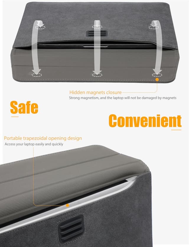 Detalle 2 de HYZUO 15 Zoll Laptop Hülle mit einstellbarem Mini-Ständer – für 15" MacBook Air/Pro & ausgewählte Surface-Modelle, Weltraum Grau