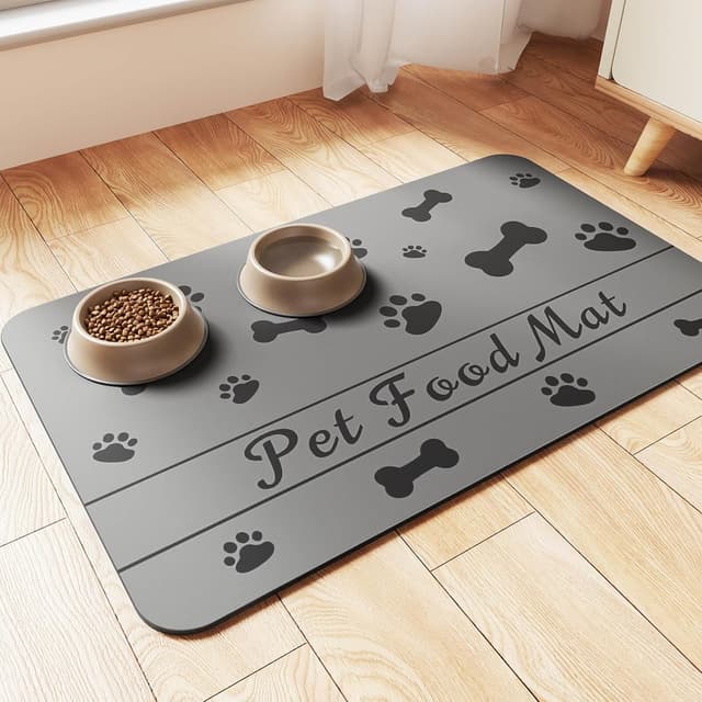 Detalle de DK177 Pet Feeding Mat (20"x12") – Absorbent Placemat with Waterproof Rubber Backing