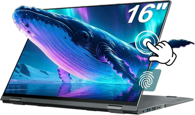 Detalle de Jumper 16-Zoll Laptop (IPS FHD Touch, 16GB DDR5, 640GB, N95, Fingerabdruck) – 2-in-1 mit 360° Touch