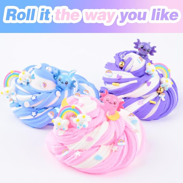 Detalle de Axolotl Slime Kit 3-pack, dual‑colour butter slime