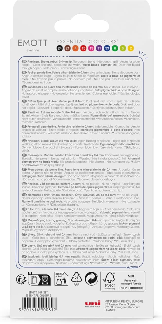 Detalle 2 de Uni-ball EMOTT Estuche 10 marcadores