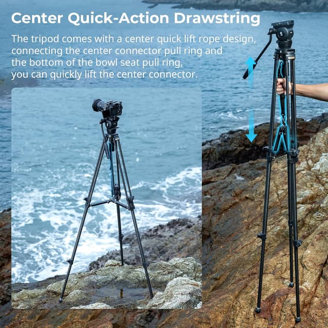 Detalle de SMALLRIG Lightweight Carbon Fibre Video Tripod Kit with Step-Less Fluid Head (AD-50-4685)