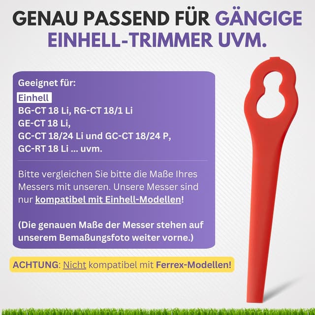 Detalle de FILZADA® 50x Rasentrimmer-Messer als Ersatz für Einhell Trimmer & Kantenschneider