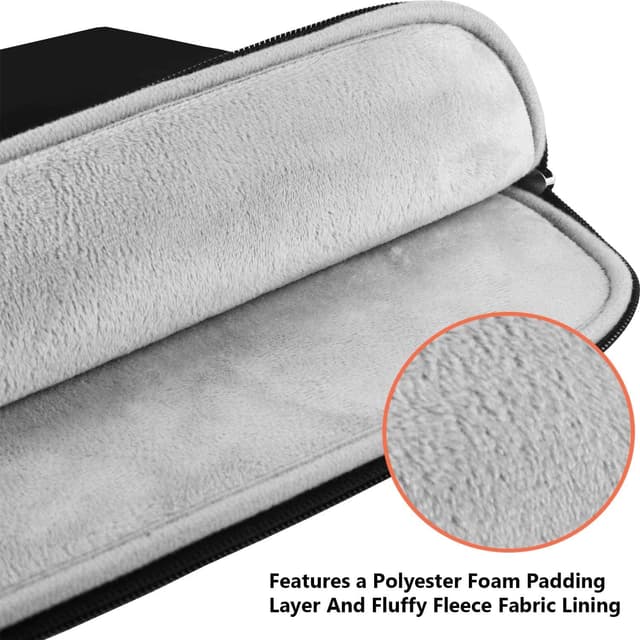 Detalle de Laptop Case Sleeve 15.6 inch (Black) — Shockproof Protective Notebook Cover with Accessory Pocket