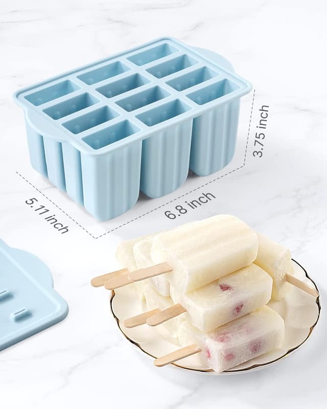 Detalle de MEETRUE 12-Piece Silicone Popsicle Molds Kit with Sticks, Bags, and Cleaning Brush