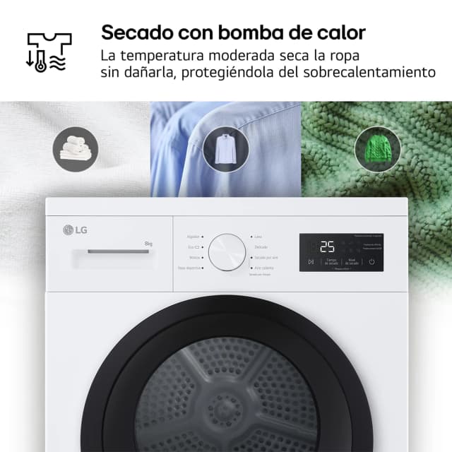 Detalle 2 de Secadora LG 8kg con bomba de calor Serie 100