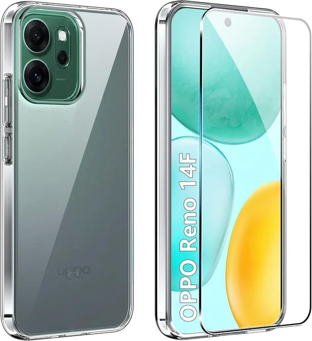 Detalle de FDHYFGDY Hülle für OPPO Reno 14F/14 F (4G/5G) inkl. Schutzfolie – transparente TPU/Soft-Silikon Handyhülle