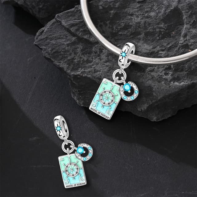 Detalle de TINSLO Charm Anhänger Damen aus 925 Sterling Silber mit Zirkonia – kompatibel mit europäischen Armband- und Ketten-Charm-Systemen (Pandora-Style)