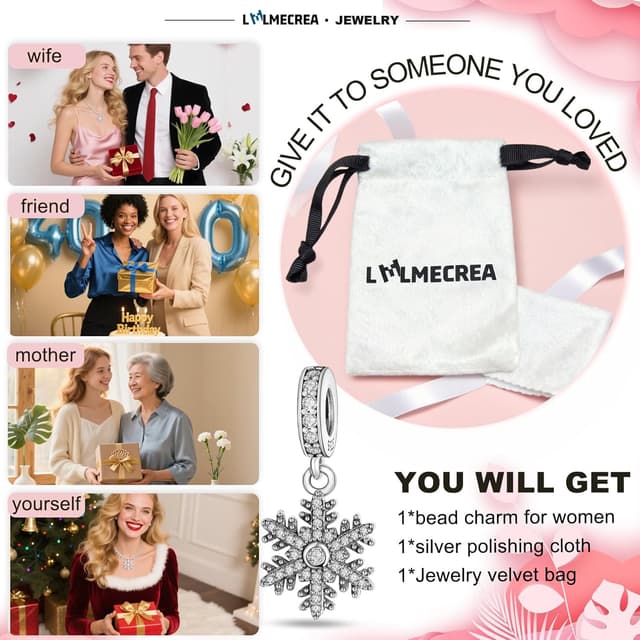 Detalle 2 de LMLMECREA Schneeflocke Charm 925 Silber