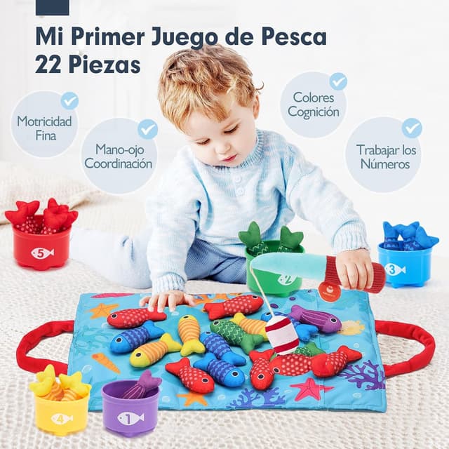 Thumbnail 1 de hahaland Juguete pesca Montessori 22 piezas