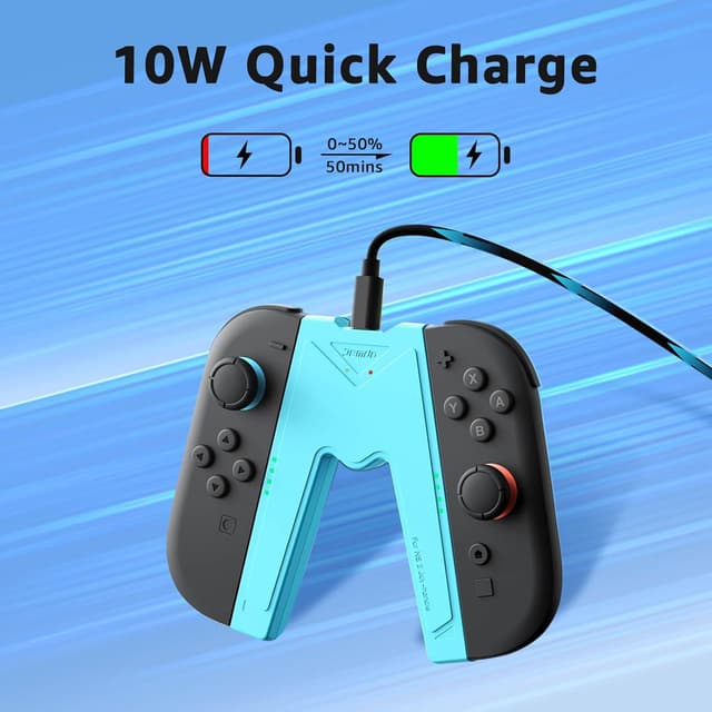 Detalle de JEMDO Impugnatura ricarica JoyCon con 10 W