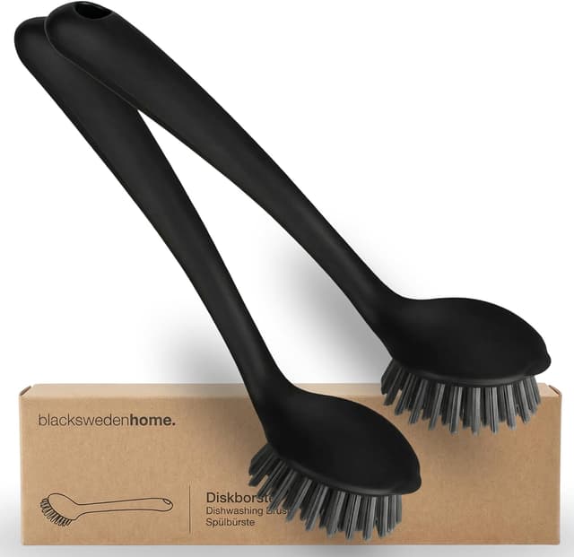 Detalle de Black Sweden Home set 2 spazzole per piatti antibatteriche, setole dure lavabili in lavastoviglie