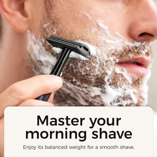 Detalle de ZOMCHI Rasoir de sécurité homme noir avec 5 lames double tranchant (zéro déchet)