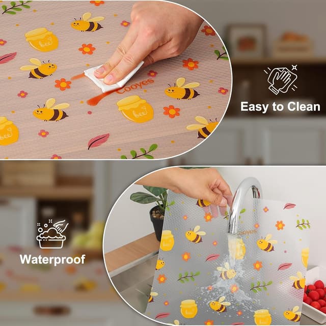 Detalle 2 de Cooyes Shelf Liner Non-Slip EVA Cabinet & Drawer Liner (Amber, 11.8" W x 118" L) – Waterproof, Non-Adhesive