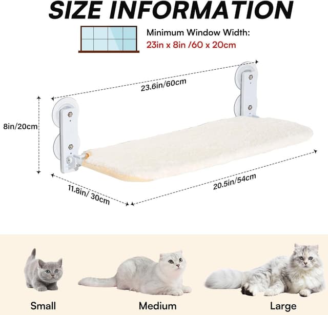 Detalle de Cat Window Hammock Bed foldable window perch (54x30cm) with suction cups up to 18kg