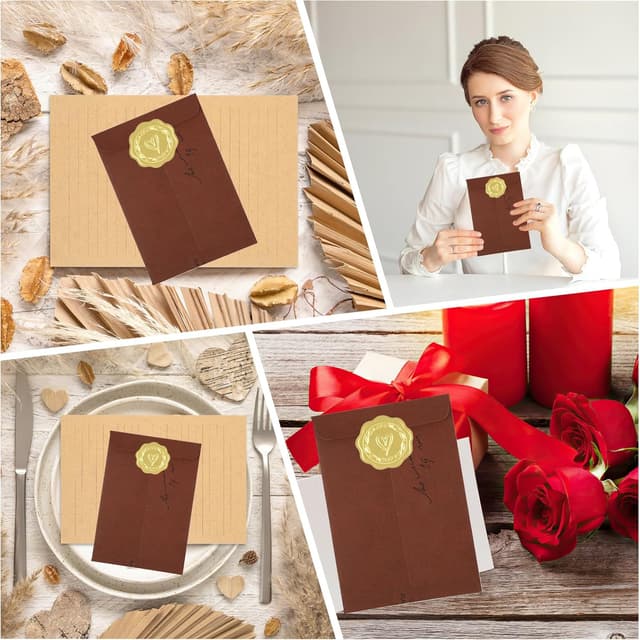 Thumbnail 6 de 86-piece Vintage Letter Writing Paper & Envelopes Set (A5) with Wax Seal Stickers