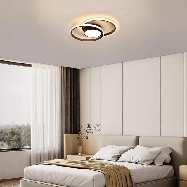 Detalle de Plafonnier LED Comely dimmable noir 40 W, 4500 lm, 3000K–6500K avec télécommande (diamètre 40 cm)