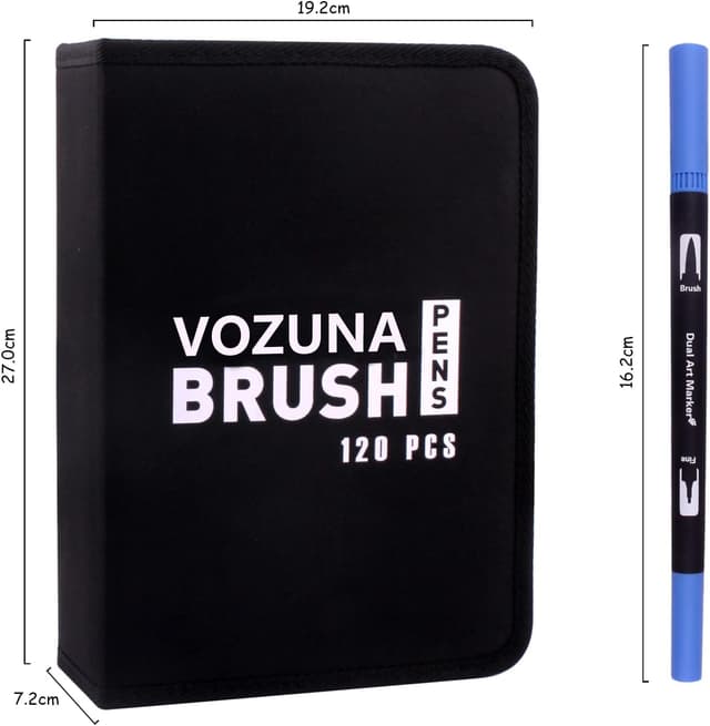 Thumbnail 6 de Vozuna 120 Colouring Pens dual tip fineliner & brush marker set with black case