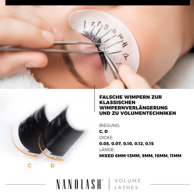 Detalle 1 de Nanolash Wimpern für Volumentechnik 0.12 C