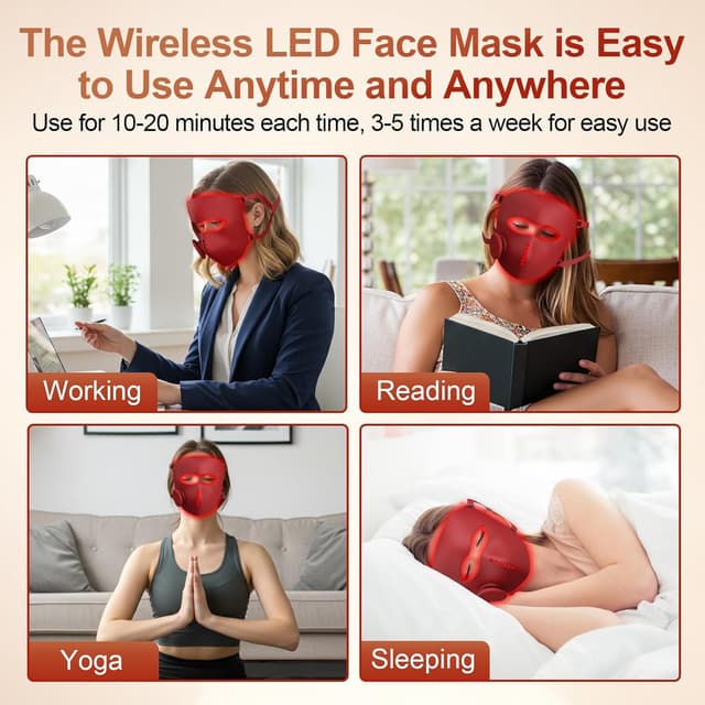 Thumbnail 6 de Rkdely Masque LED visage 4 couleurs sans fil, réduction acné