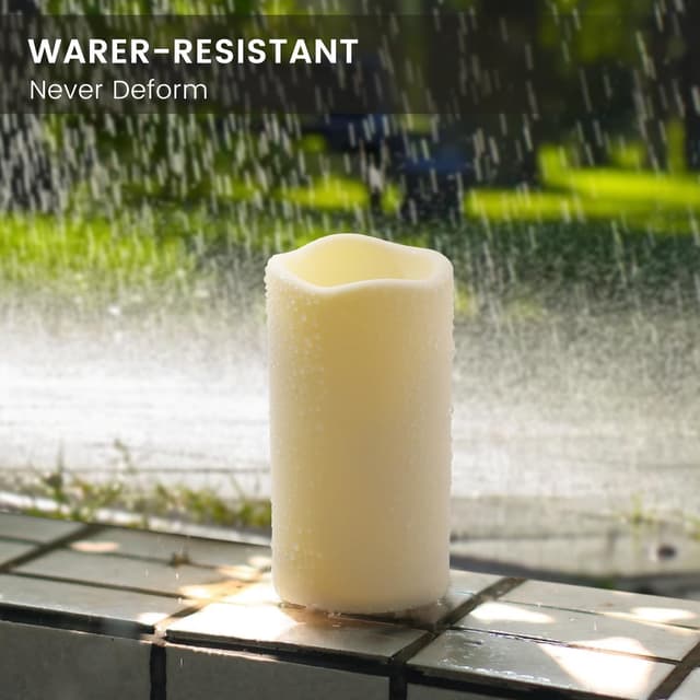 Detalle 2 de Nancia 2er-Set wasserdichte LED-Stumpenkerzen ohne Flamme mit Fernbedienung und Timer (D7 x H15 cm)