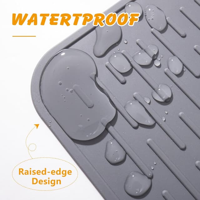 Detalle de Silicone Cat Litter Mat (86x56 cm) Waterproof with Raised Edges in Grey