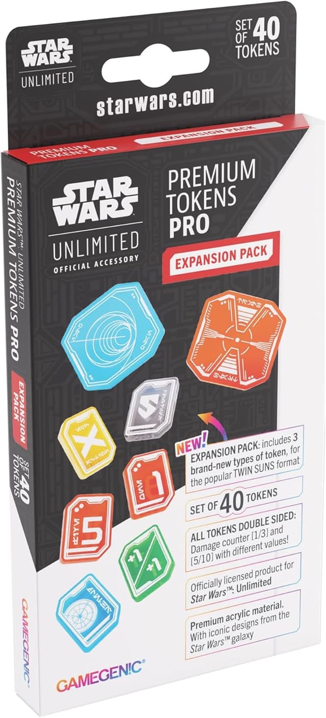 Detalle de Gamegenic Star Wars Unlimited Premium Tokens PRO Expansion Pack: set di token premium in acrilico (55 pezzi)