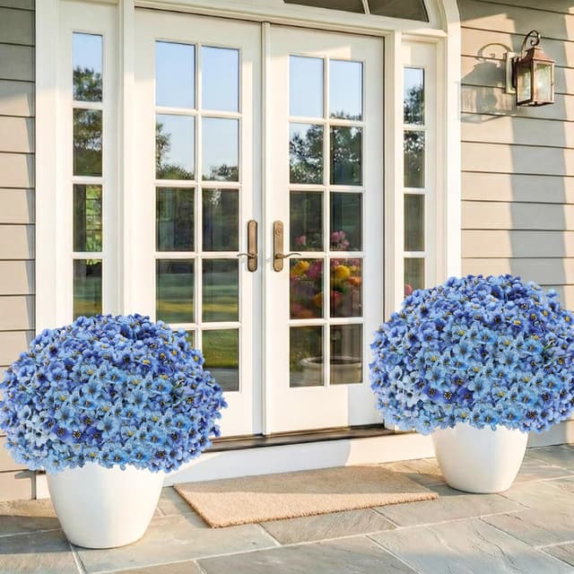 Thumbnail 6 de 22-Pack UV-Resistant Outdoor Artificial Flowers (Blue) with PE Plastic Stems