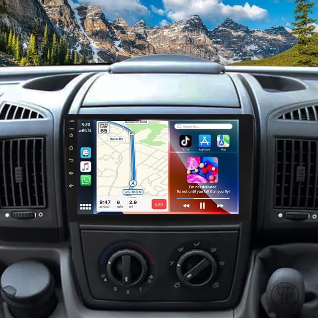 Detalle de ACAVICA Android 15 1-Din Car Stereo for Fiat Ducato / Peugeot Boxer / Citroen Jumper (2007–2023) — Wireless CarPlay, Android Auto, 9" IPS GPS & DSP