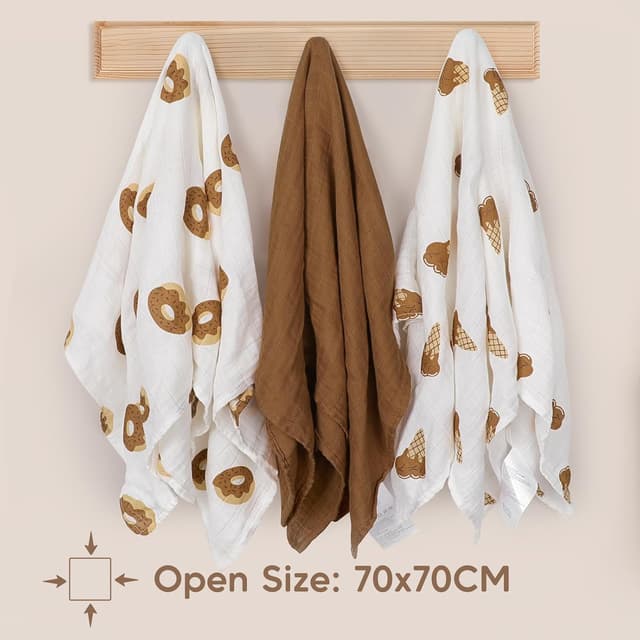 Detalle 2 de Maliton 6er-Set Baby Spucktücher/Moltontücher aus Baumwolle (70 x 70 cm) – weich, saugfähig & atmungsaktiv