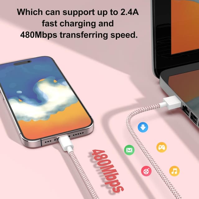 Detalle de iPhone Charger Cable 6ft MFi Certified 4-pack