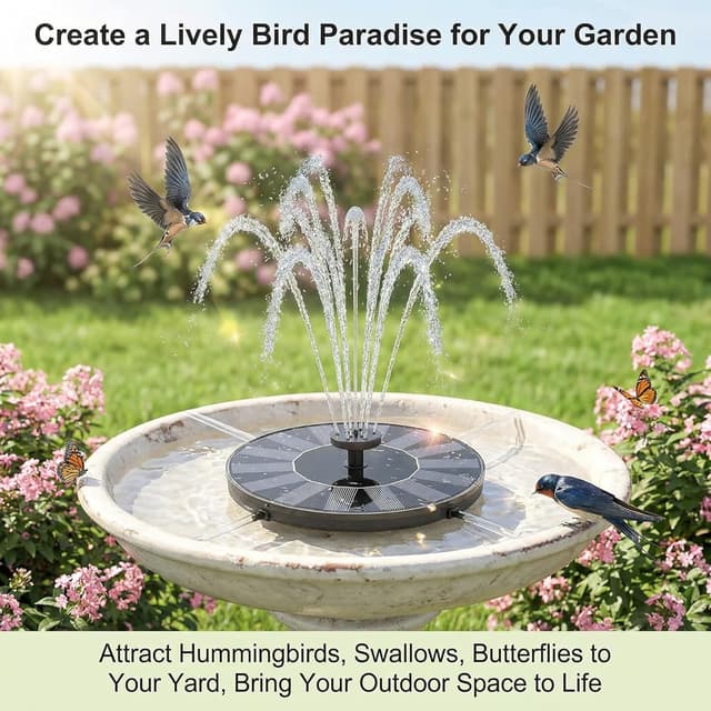 Detalle 2 de AebeChun Solar Springbrunnen für außen – schwimmende Fontänenpumpe mit 6 Fontänenstilen